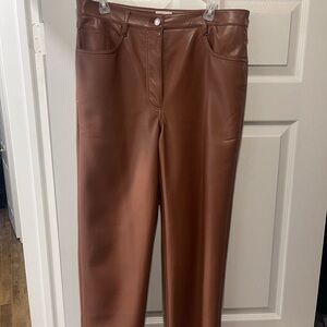 Wilfred Tan Leather Straight Leg Pants